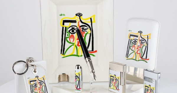 Porte-clés S.T.Dupont Picasso Edition - Métal Et Cuir Blanc - Neuf Avec étiquettes